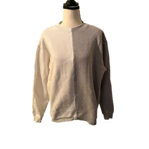 ZaneRobe Split Sweater Sweatshirt Sweat Shirt White Grey Heavyweight Small S